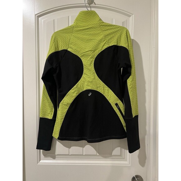 ASICS Sporty Neon/Black Trim Full Zip Running Jacket Kangaroo Pocket Women’s M - Picture 2 of 13